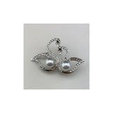 Beautiful double Swan brooch with pearl.