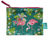 Flamingos - Beautiful designed with fun artistry, these cotton pouches are fantastic addition. They can be used for a cosmetic pouch, cables & charger pouch, pen and pencil case or just for notes and coins. 20cm x 15cm