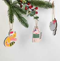 Fun quirky hanging Christmas cutouts in Cat or Dog motive. MDF. Cat decorations