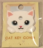 White fluffy cat key cover