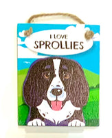 Pet Pegs - I love Sprollies - Chocolate and white - magnet or hanging note clip