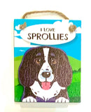 Pet Pegs - I love Sprollies - Chocolate and white - magnet or hanging note clip