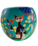 Cats 11 cm Glowing Glass Candle - the colour of this handmade glowing glass are shining beautiful from the inside and are spreading a pleasant atmosphere. Colours may vary slightly in each product.