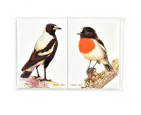 Magpie and Scarlet Robin Purse pads - illustrated and beautifully created by Jeremy Boot