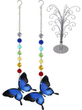 Blue Wren or Blue Butterfly Crystal Hanging Ornament