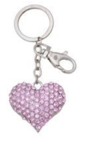 Pink Heart Diamond Bling keyrings