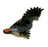 Ceramic Black Cockatoo in black blue and red