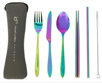 Pewter rainbow coloured cutlery