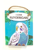 Pet Pegs - I Love Budgerigars - Blue - magnet or hanging note clip