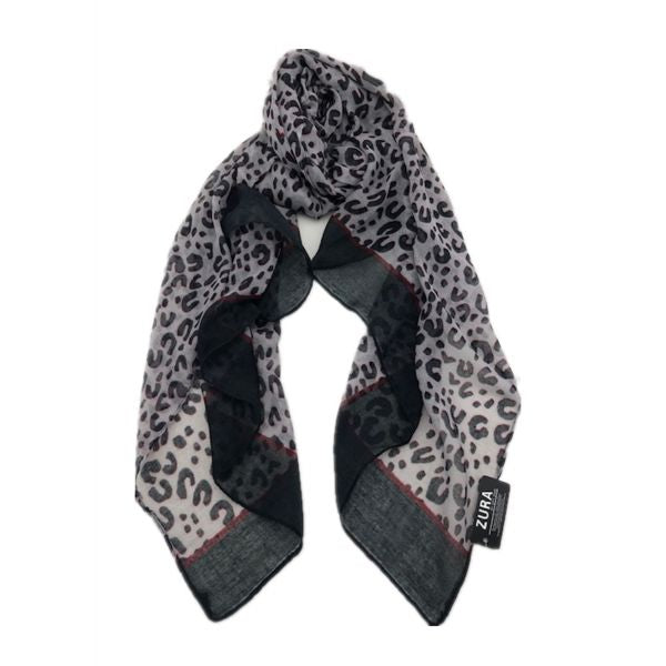 Animal Print Red Grey & Black Scarf