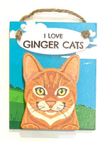 Pet Pegs - I Love Ginger Cats - - magnet or hanging note clip