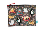 XLarge Crazy Cat cotton Pouch 30cm x 24 cm