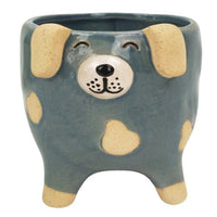 Ceramic Dog Planter 14cm in Blue or Pink