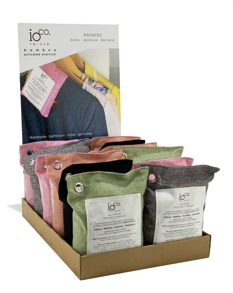 IOco's Bamboo Charcoal Bags are 4 times more porous than regular charcoal due to millions of tiny holes giving it the ability to absorb * Odours * Moisture * Bacteria * Chemicals to prevent mold & mildew. Say goodbye to those yucky moisture pots that you have to empty monthly or accidentally spill. 