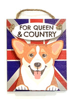 Pet Pegs - For Queen & Country - Corgi with Union Jack behind - magnet or hanging note clip