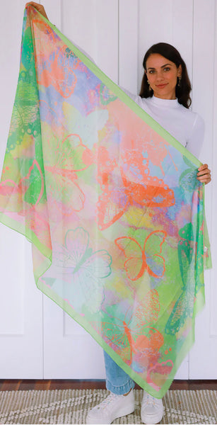 Butterflies in Greens scarf by Lemon tree