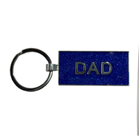 DAD Keyring with Blue Glitter