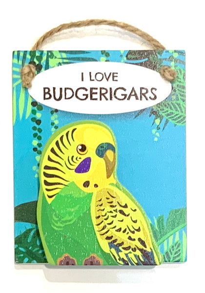 Pet Peg I Love Budgerigars - Green - magnet or hanging note clip