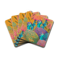 Set 4 Bamboo Coaster Set - Colourful Guinea