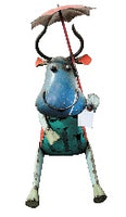 Cow Rain Ready - Who doesn’t like a friendly Cow that is rain ready, particularly one so colourful and fun? This fantastic piece is sure to bring a smile to your face and quickly find a home in your garden.  Cow Rain Ready Garden Sculpture is handcrafted by skilled artisans and recycled from barrels. She adds a touch of personality to your home, is eco-friendly and looks great.  H 48.5 cm W 18 cm L 36.5 cm