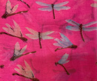 Beautiful Dragonfiles on a hot pink background. 100 percent cotton Scarf Australian design.