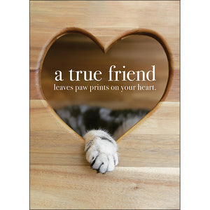 Affirmation Card - Beautiful presented card.  A true friend leaves paw prints on you’re heart!  Inside Verse - Love you!