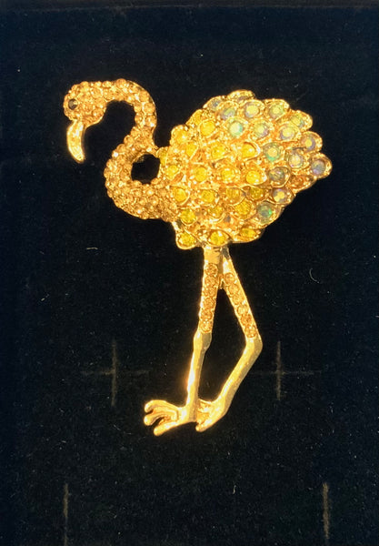 Beautiful Flamingo brooch in beautiful gold colours