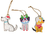 Fun quirky hanging Christmas cutouts in Cat or Dog motive. MDF.  Dogs 8cm x 8cm x 1cm
