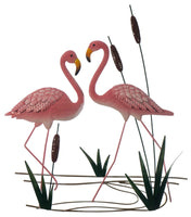 Flamingo with Reeds - and a hanger point, Great quality, painted front & back, lacquered  Dimension 50cm x 46cm