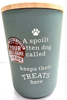 Dog Treat Jar - Add your own name - grey