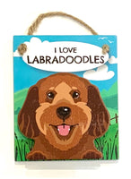 Pet Pegs - I love Labradoodles - Chocolate - magnet or hanging note clip