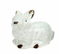 Relaxing White Crackle Glaze ceramic Rabbit