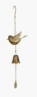 Brass Colour Bird with bell chime on a chain