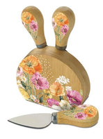 Summer Poppies - Magnetic cheese knife block with 3 cheese knives. Block is 10x12cm RRP $34.95