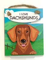 Pet Pegs - I love Dachshund - Red - magnet or hanging note clip