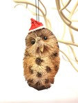 Tawny Owl Christmas tree Ornament 9cm