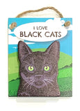 Pet Pegs - I love Black cats - magnet or hanging note clip