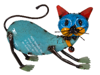 Purrfect Pussycat leaning - Beautifully created PURRFECT Pussycat leaning or standing is made from recycled drums. A PURRFECT selection for any home or garden.  Dimensions:  Leaning: 24.5cm x 16cm x 35.5cm  Standing 32cm x 16.2cm x 28.5cm