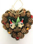Christmas Pine Cone Wreath 14cm Heart - Gumnuts