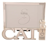 Beautiful silver plated cat frame. Each frame has the words:  CAT with a little emblem of a Cat and “I Love You” underneath   - holds a 10cm x 15 cm photo. A fantastic gift for any Cat Lover.  Sold separately.   