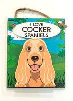 Pet Pegs - I love cocker Spaniels - Blonde - magnet or hanging note clip