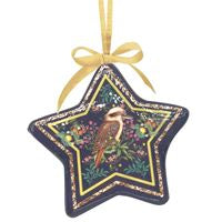Star Shaped Bauble - Tree of Life with a Kookaburra on. Made from paper Mache