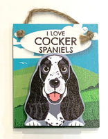 Pet Pegs - I love Cocker Spaniels - Blue Roan - magnet or hanging note clip