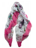 Scarf with birds in pink