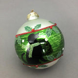 Green Dog Ball Christmas Bauble made from glass 10cm diameter
