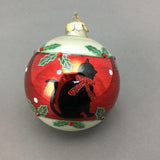 Red Cat Ball Christmas Bauble made from glass 10cm diameter