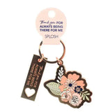 Rose Gold enamel Keyring - Thank you for always being there for me.