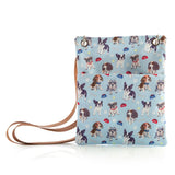 Multi Pouch Bag dogs in blue colouring with multiple images of dogs - back of bag