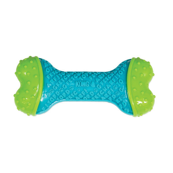 The durable KONG-crafted multilayered core stands-up to long-lasting chew sessions while meeting a dogs natural chewing instincts. The reinforced layers within the core add extra toughness making it great for chewers.  The exterior textured words add to the fun and have the added benefit of cleaning teeth and gums. Ideal for independent play and interactive toss and retrieve, KONG CoreStrength is sure to delight the most playful of dogs.