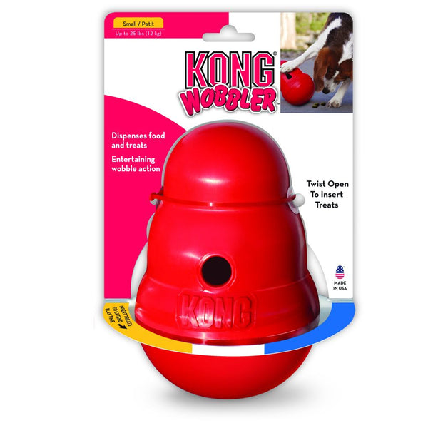 KONG Wobbler Small for action packed food - dispensing toy that provides mental stimulation